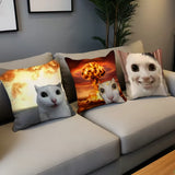 Cushion Cover Comfort Soft Cat Funny Pillowcase Sofa Meme Living Room Home Gift Office Decor Protective Covers