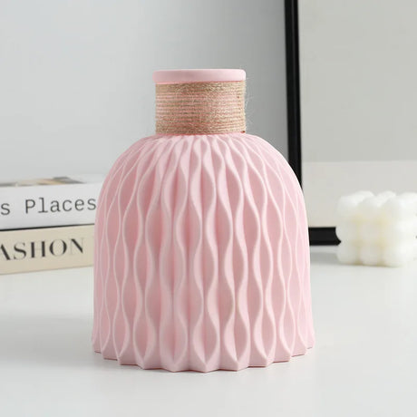 1PC Water Ripple Vase - Flower Pot Basket, Twine Plastic Vase, Small Fresh Flower Arrangement Vase, Scandinavian Home Decoration
