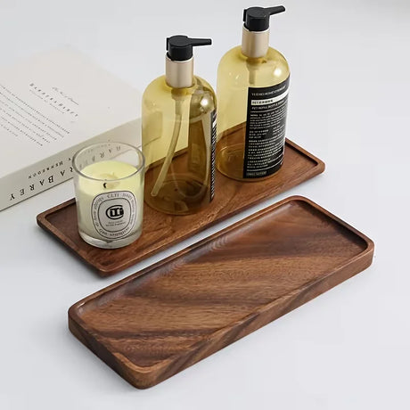 Natural Wooden Tray Rectangular Plate Fruit Snacks Food Storage Trays Hotel Home Serving Tray Decorate Supplies