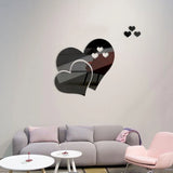 3D Acrylic Love Heart Pattern Wall Stickers, Mirror Wallpaper, Wedding, Bed Room, Home Room, Art Decor, Valentine's Day