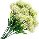 8434-Fake Dandelion Flowers White 10 Pcs,Artificial Plants Plastic Shrubs Bushes Decor Faux Stems Outdoor Indoor Home Garden Party Wedding DIY Planting Filler Decoration