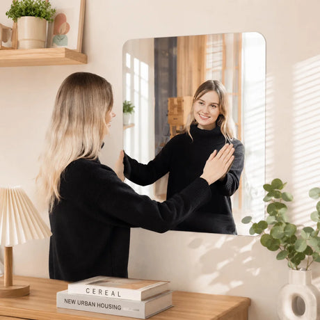 Simple DIY Wall Stickers Mirror Acrylic Shatterproof Self-Adhesive Mirror Decoration Cuttable Floor Mirror Stickers Living Room