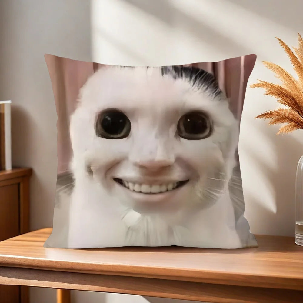 Cushion Cover Comfort Soft Cat Funny Pillowcase Sofa Meme Living Room Home Gift Office Decor Protective Covers