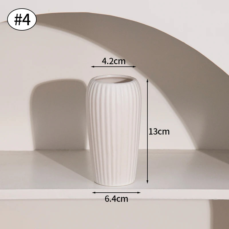White Nordic Ceramic Flower Vase Retro Flower Bottle Creative Flower Arrangement Holder Simple Plant Pot Room Table Decor Mini