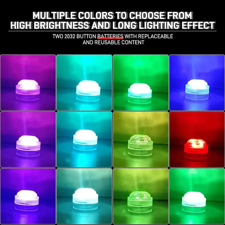 Wireless Adhesive LED Car Interior Ambient Light Remote Control Decor Auto Roof Foot Atmosphere Lamp Bicycle Tail Light