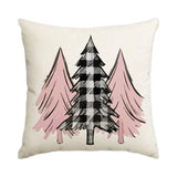 1/4pcs Christmas Pillow Cover, Pink Printed Cushion Cover, Farmhouse Decorative Sofa, Christmas Decoration (without Pillow Core)