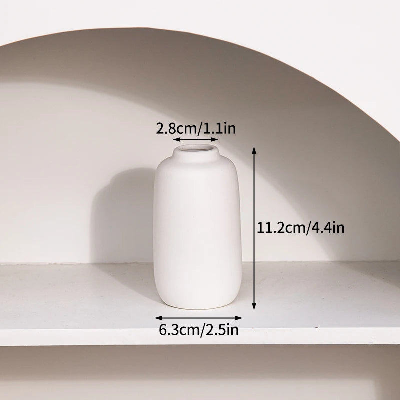 White Nordic Ceramic Flower Vase Retro Flower Bottle Creative Flower Arrangement Holder Simple Plant Pot Room Table Decor Mini