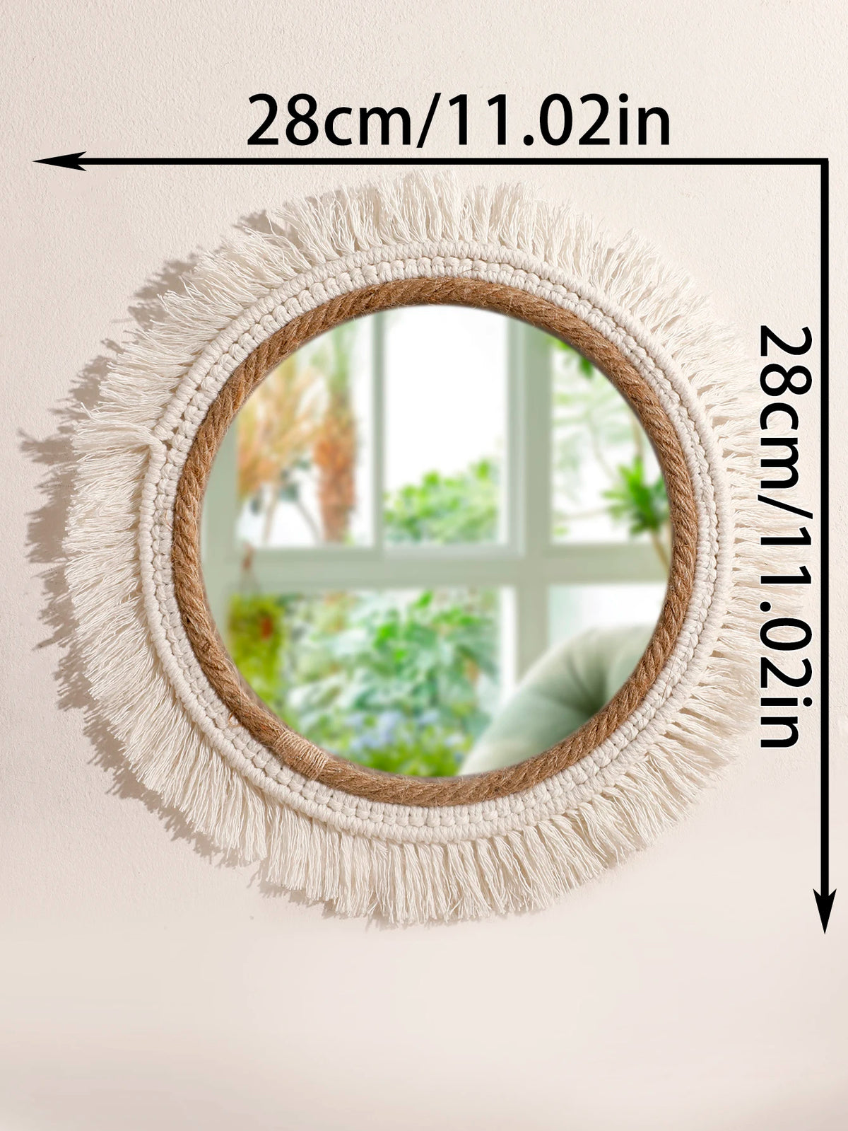 Boho Hand Woven Wall Hanging Tapestry Home Decorative Mirrors Nordic Wall Mirrors Decoration Bedroom Living Room Crafts Decor