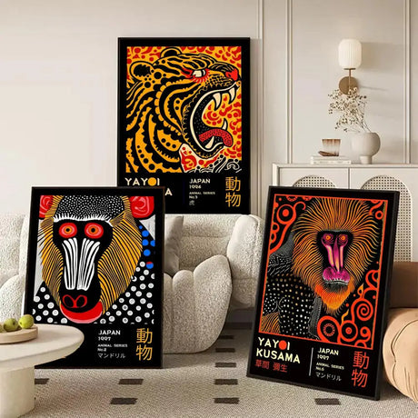 Japanese Yayoi K_Kusama Abstract Canvas Prints Poster Japandi Vintage Animal Aesthetics Art Prints Bedroom Wall Art Home Decor