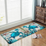 Coastal Sea Turtle Ocean Life Runner Rugs Decor Kitchen Hallway Balcony Floormat Bedroom Entrance Doormat Bath Non-Slip Foot Pad