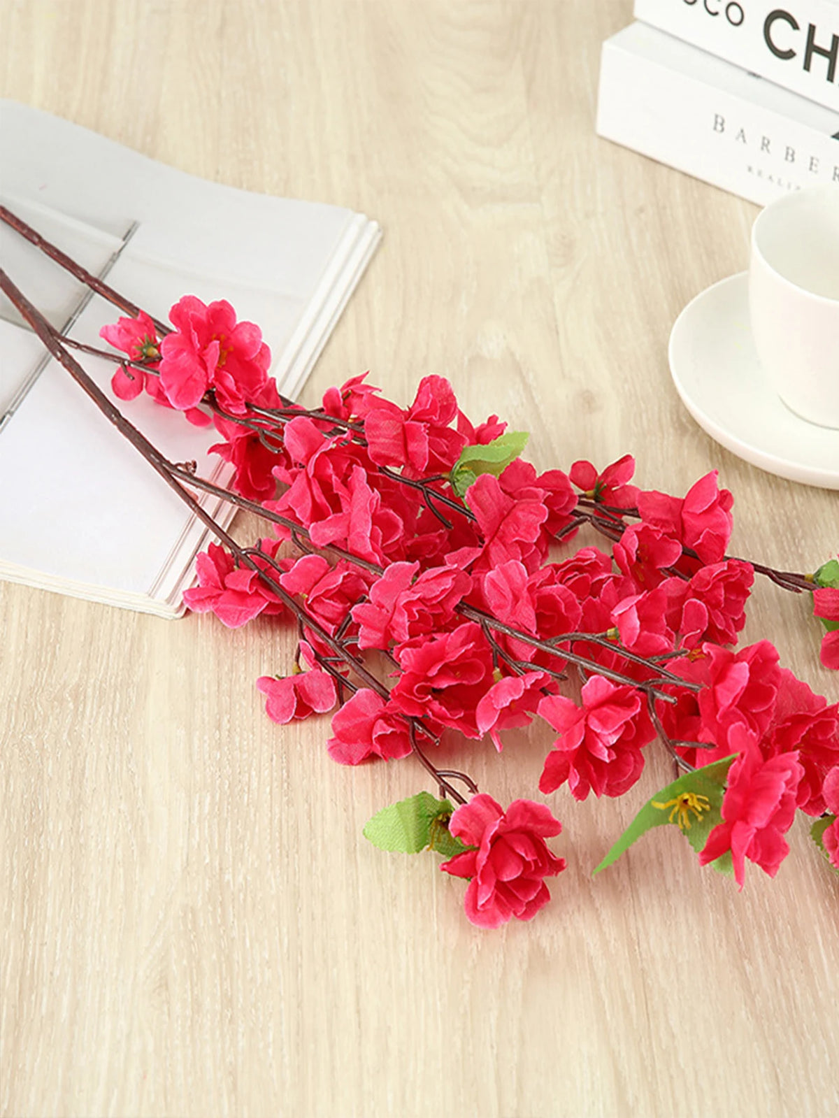1pc Pink Artificial Peach Blossom Branch Home Wedding Party Landscape DIY Decoration Cherry Blossom Silk Flower Tree Decoration