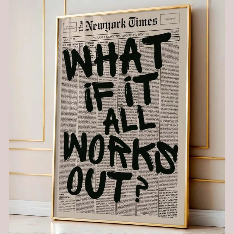 Retro-style "If All Goes Well" Newspaper Layout Posters, Stylish Wall Decorations Inspirational Posters, "If" Themed Posters