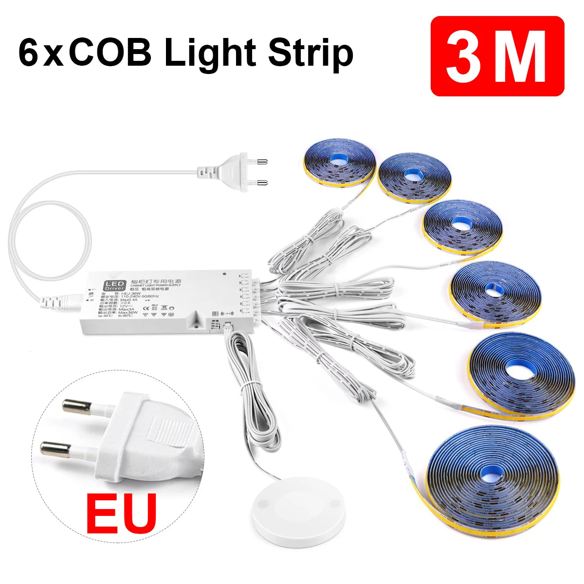 Smart Penetrable Wood COB LED Strip Touch Sensor Light 320Leds/m Warm/Neutral White Parallel Lights Kitchen Backlight Lighting