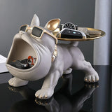 30cm/11.8inch Home Decor Bulldog Figurine Dog Statue Key Storage Box Animal Ornament Resin Craft Art Figurine Puppy Sculpture