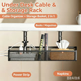 1PCS No Drill Steel Desk Cable Organizer under Desk Cable Management Tray Wire Management Rack for Office Desk