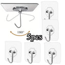 5-30pcs Transparent Stainless Steel Self-Adhesive Hooks Bathroom Towel Clothes Storage Sticker Hook Key Hangers Storage Holder