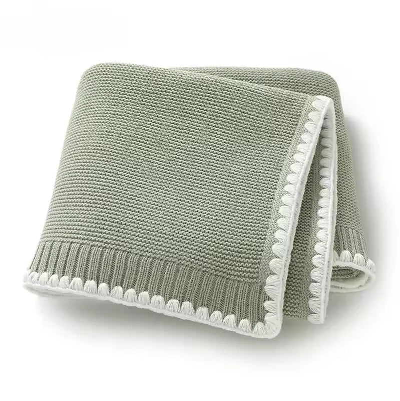 Personalized Name Knitted Acrylic Baby Blanket Breathable Boys Girls Newborn Swaddle Wraps Infant Nap Security Blankets