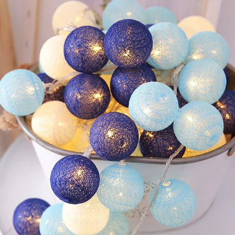 Battery Colorfull Cotton Garland 4cm LED Balls Christmas String Holiday Lights for Home Decoration Wedding Fairy Bedroom Decor