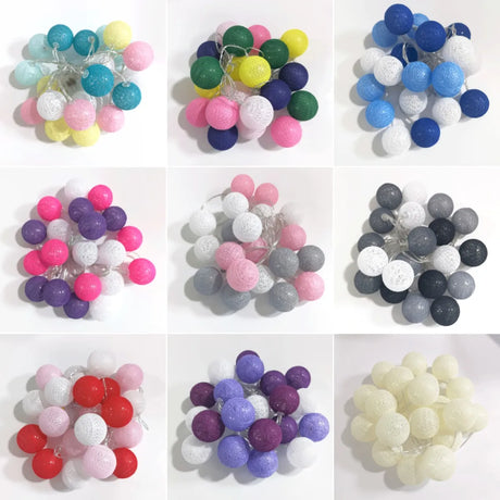 Battery Colorfull Cotton Garland 4cm LED Balls Christmas String Holiday Lights for Home Decoration Wedding Fairy Bedroom Decor