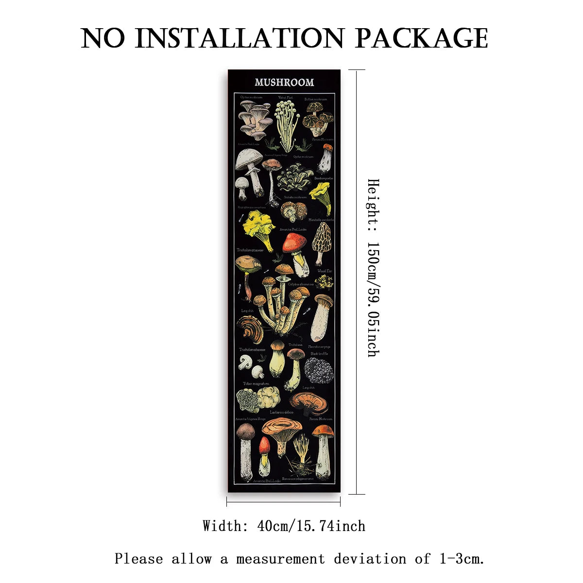 Floral & Plants Chart Vertical Tapestry Mushrooms Wall Hanging Reference Illustrative Botanical Art Tapestry Flowers Home Decor