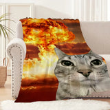 Cute cartoon funny cat meme abstract Flannel warm comfort soft plush blanket for sofa living room hogar bedroom travel gift home