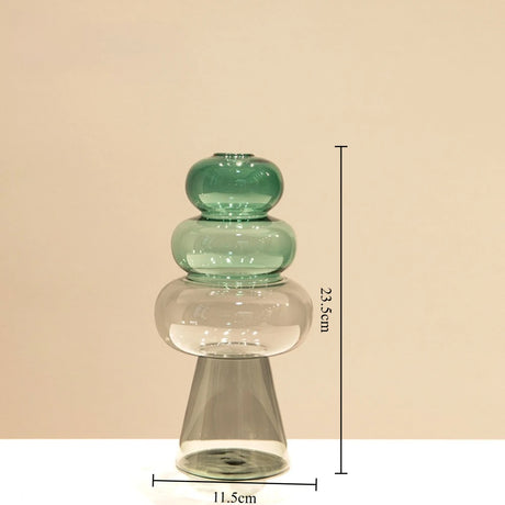 Minimalist Colored Glass Creative Double-layer Glass Transparent Vase Desktop Soft Decoration Hydroponics Vase Home Decoration