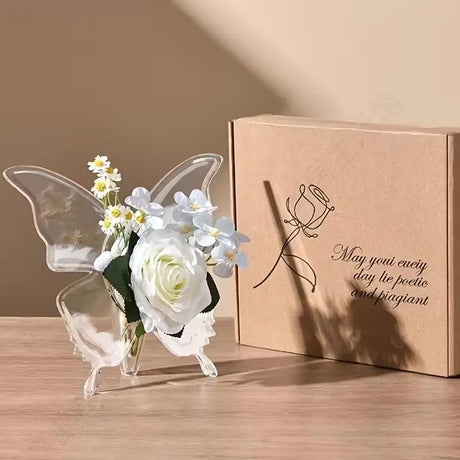 2pcs Butterfly Vase Centerpieces – Clear Acrylic Bud for Holidays, Weddings & Flower Arranging