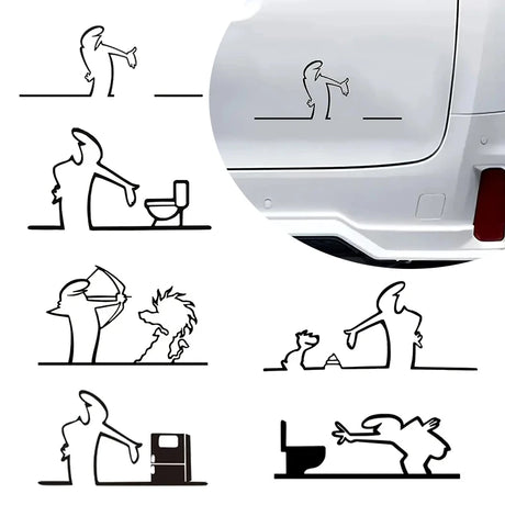 New La Linea Minimalist Line Art Car Sticker Bumper & Window Door Wall Decal With Cartoon Character Design Home Car Decoration