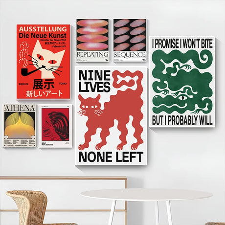 Retro Pop Art Poster Memphis Abstract Wall Art Picture Vintage Canvas Print Painting Home Decor for Bedroom Living Room Hallway