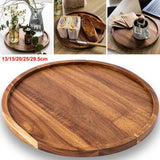 Decorative Tray Round Dinner Plate Wooden Large Wood Platte Dessert Pallet