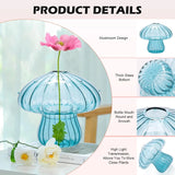 Mushroom Glass Vase Set - Mini Propagation Terrarium for Plants & Flowers | Cute Home/Office Decor, Indoor Plant Gift for Women