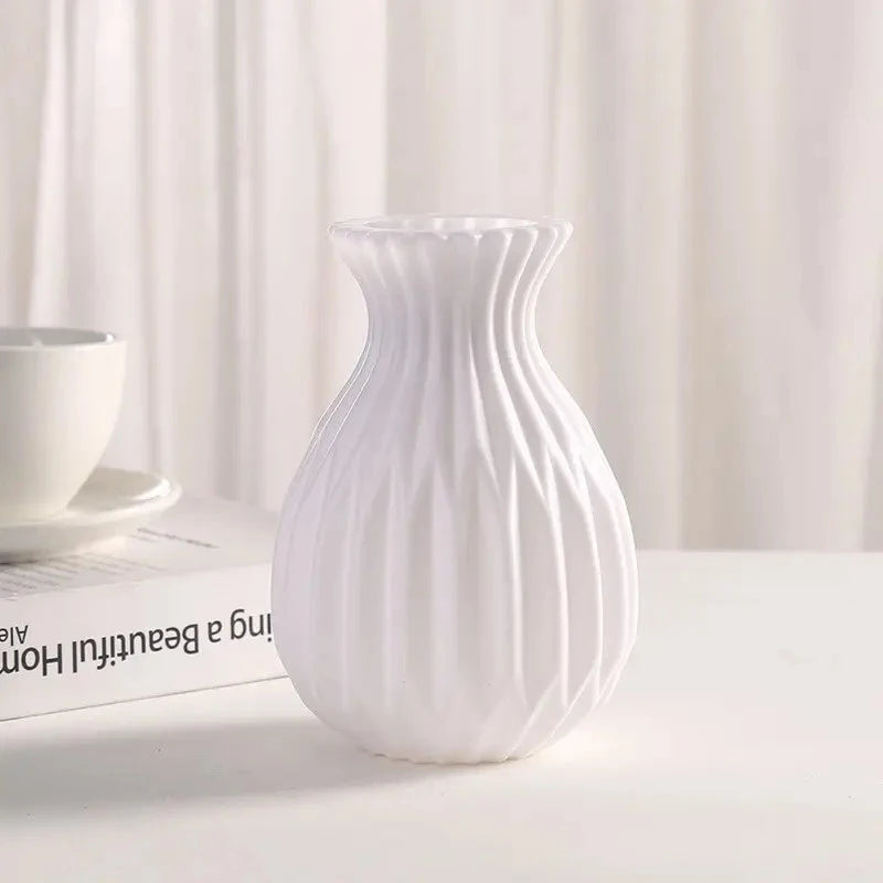 Modern Vase, White Plastic Vase, Flower Pot, Scandinavian Home Decor, Living Room Decor, Wedding Floral Arrangement Vase