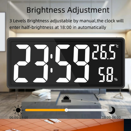 1PC Super Large Screen Wall Mount Clock, Hanging Stand Optional BIG BOWL Clock Living Room LED Digital Clock for Home Decor
