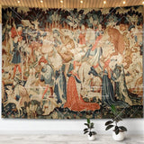 Medieval Unicorn Tapestry Wall Hanging For Home Decor Paintings Retro Hippie Tapestries Aesthetic Background Yoga Meditation