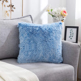 Soft Fur Cushion Cover 43x43cm Cozy Plush Decorative Pillow Cover for Living Room Sofa Decor Pillowcase White Grey Cushion Case