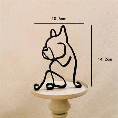 Dog Art Sculpture Metal Dog Abstract Minimalist Art Iron Figurines Office Desktop Accessories For Home Decoration Cute Miniature
