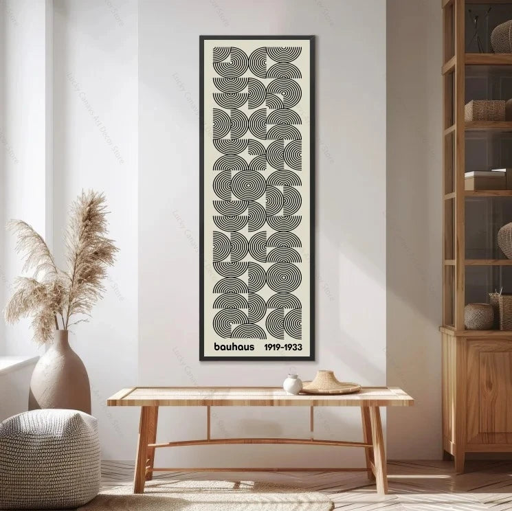 Medieval-modern canvas Bauhaus style decorative poster for living room art with horizontal and vertical geometric lines