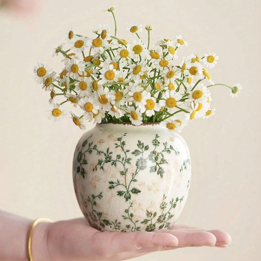 Ice Cracked Ceramic Vase Handmade Vase Bohemian Art Home Decoration Living Room Office Decoration Dried Flower Display Vase