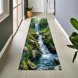 2D Mountain Stream Carpet Non-slip Floor Mat Realistic Landscape Rug Perfect for Home Decor Hallway Living Room Bedroom