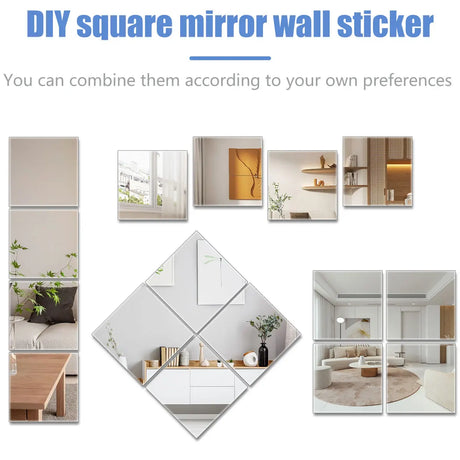 10/20/30Pcs Mirror Wall Stickers 3D Self-adhesive Mirror Stickers Thicken Flexible DIY Art Acrylic Mirror Living Room Decoration