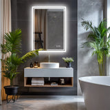 LUVODI LED Bathroom Mirror, Frameless Backlit Vanity Mirror, Dimmable 3-Color Light, Anti-Fog, Touch Sensor
