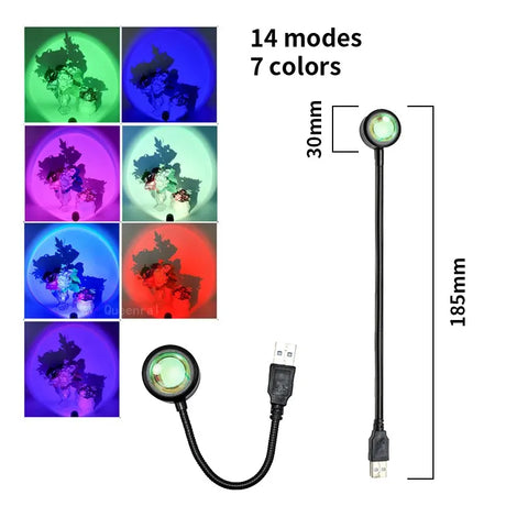 USB Sunset Light Self Photography Lamp LED Rainbow Neon Night Lights Projector Lights Bedroom Home Decoration Atmosphere Lights