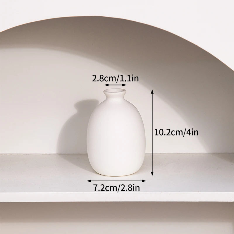 White Nordic Ceramic Flower Vase Retro Flower Bottle Creative Flower Arrangement Holder Simple Plant Pot Room Table Decor Mini