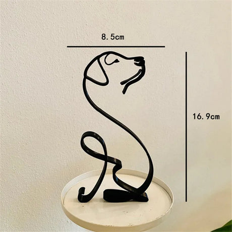 Dog Art Sculpture Metal Dog Abstract Minimalist Art Iron Figurines Office Desktop Accessories For Home Decoration Cute Miniature