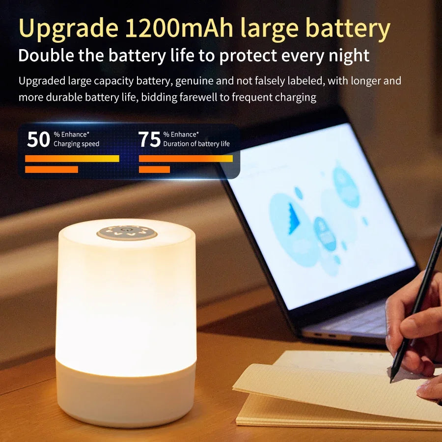 Bedside LED Touch Night Lights Dimmable Rechargeable Desktop Table Lamp For Reading Desk Bedroom Bedside Decoration Lighting