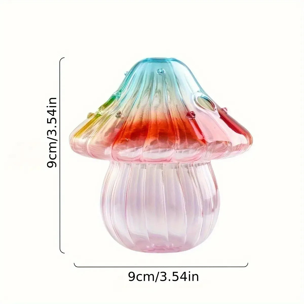 Boho Glass Mushroom Vase - Handcrafted Hydroponic Cylinder Planter for Living & Dining Room, Battery-Free Coffee Shop Decor