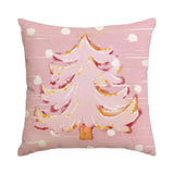1/4pcs Christmas Pillow Cover, Pink Printed Cushion Cover, Farmhouse Decorative Sofa, Christmas Decoration (without Pillow Core)