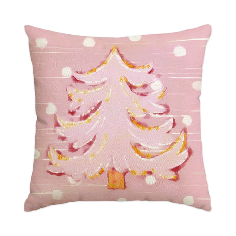 1/4pcs Christmas Pillow Cover, Pink Printed Cushion Cover, Farmhouse Decorative Sofa, Christmas Decoration (without Pillow Core)