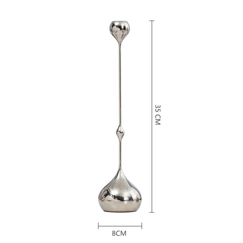 Silver Candle Holder, Metal Candlestick Romantic Art Table Decoration For Home Dining , Wedding Photography Props
