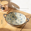 7.5inch Household Noodle Bowl Ceramic Soup Bowl With Handle Salad Pasta Bowl Kitchen Tableware Microwave Oven Bakware